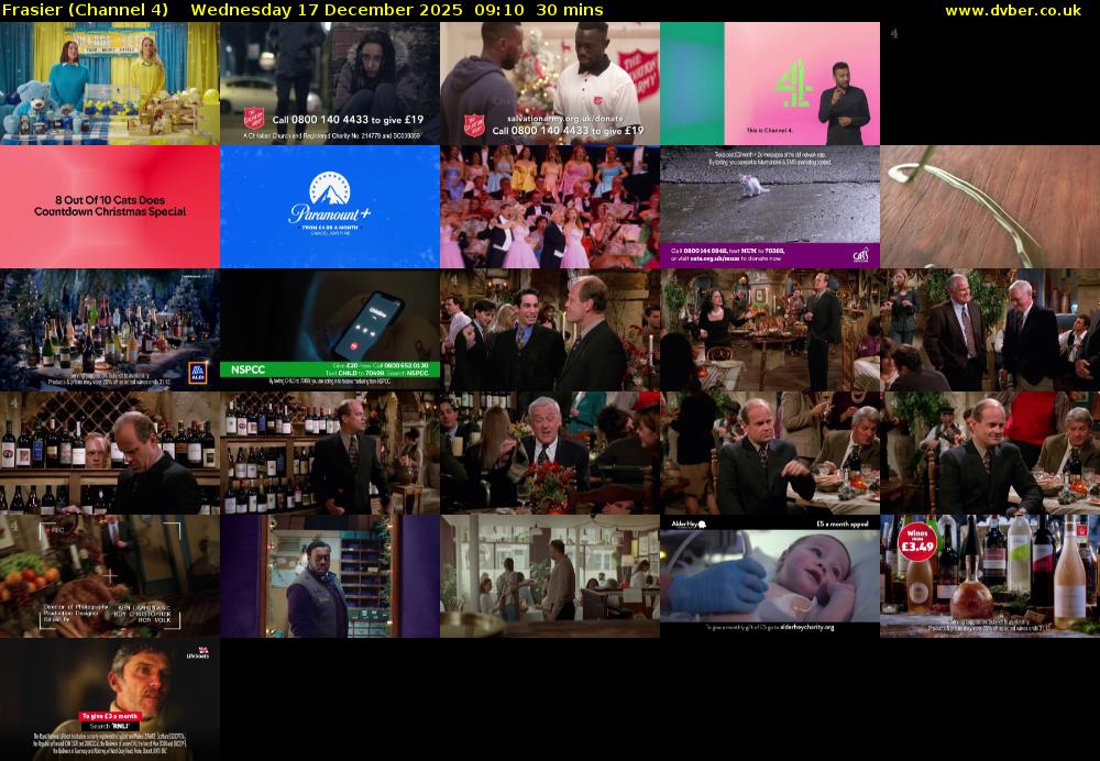 Frasier (Channel 4) Wednesday 17 December 2025 09:10 - 09:40