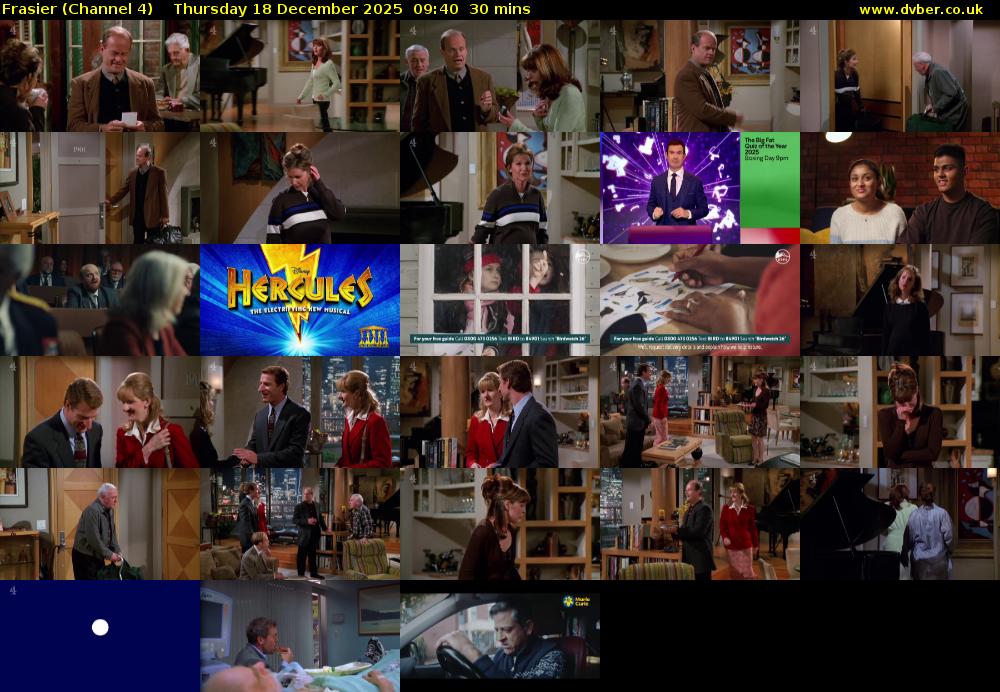Frasier (Channel 4) Thursday 18 December 2025 09:40 - 10:10