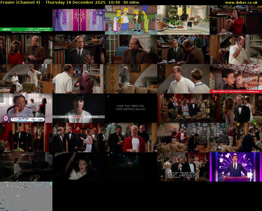 Frasier (Channel 4) Thursday 18 December 2025 10:40 - 11:10