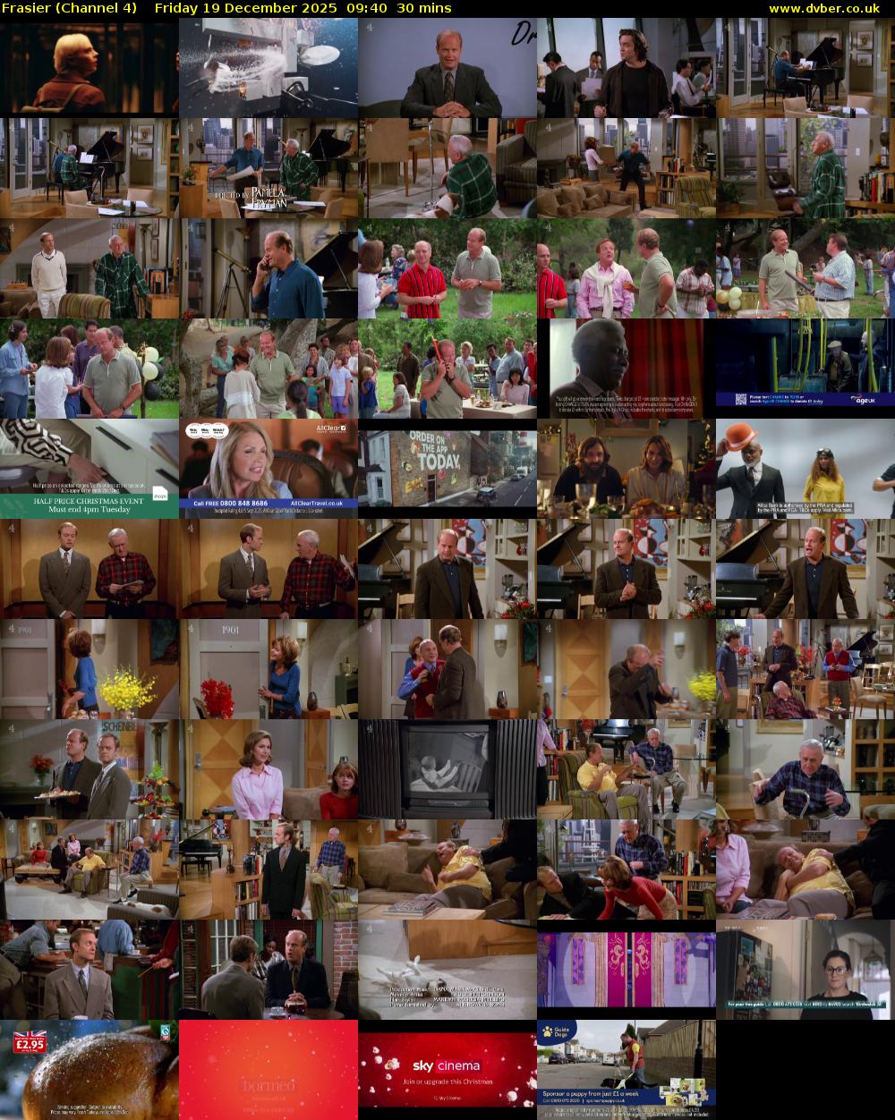 Frasier (Channel 4) Friday 19 December 2025 09:40 - 10:10