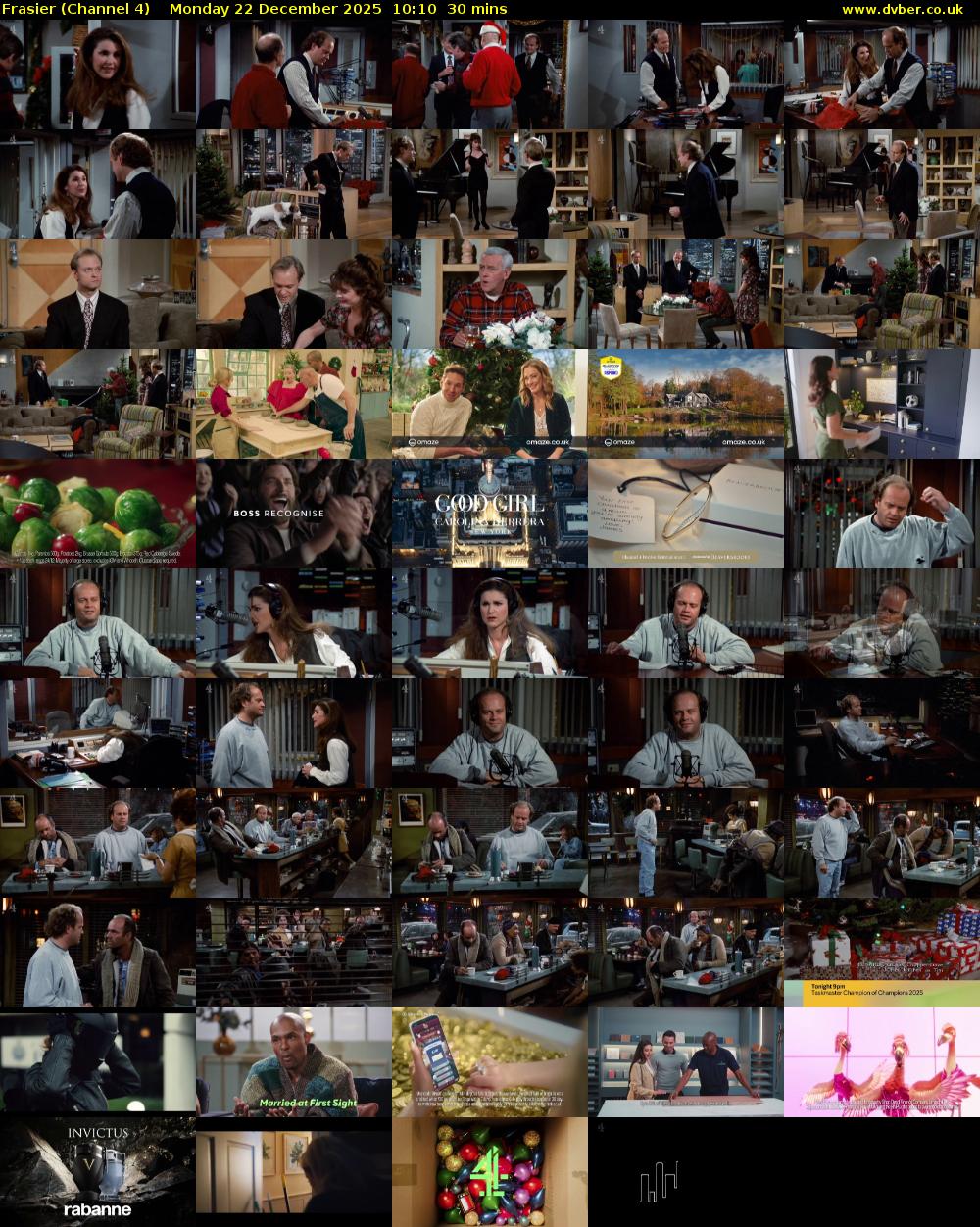 Frasier (Channel 4) Monday 22 December 2025 10:10 - 10:40