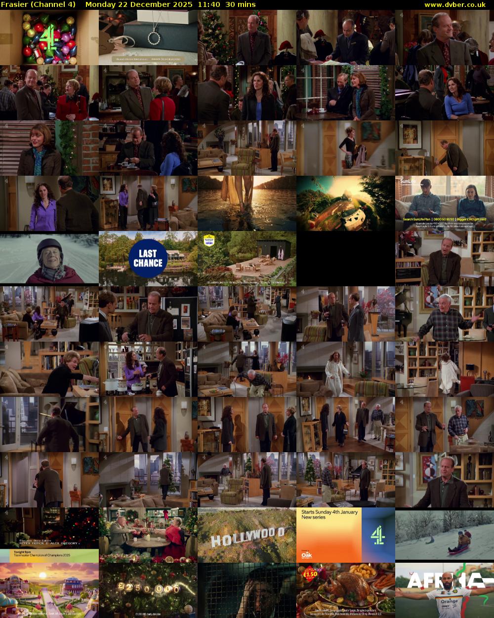 Frasier (Channel 4) Monday 22 December 2025 11:40 - 12:10