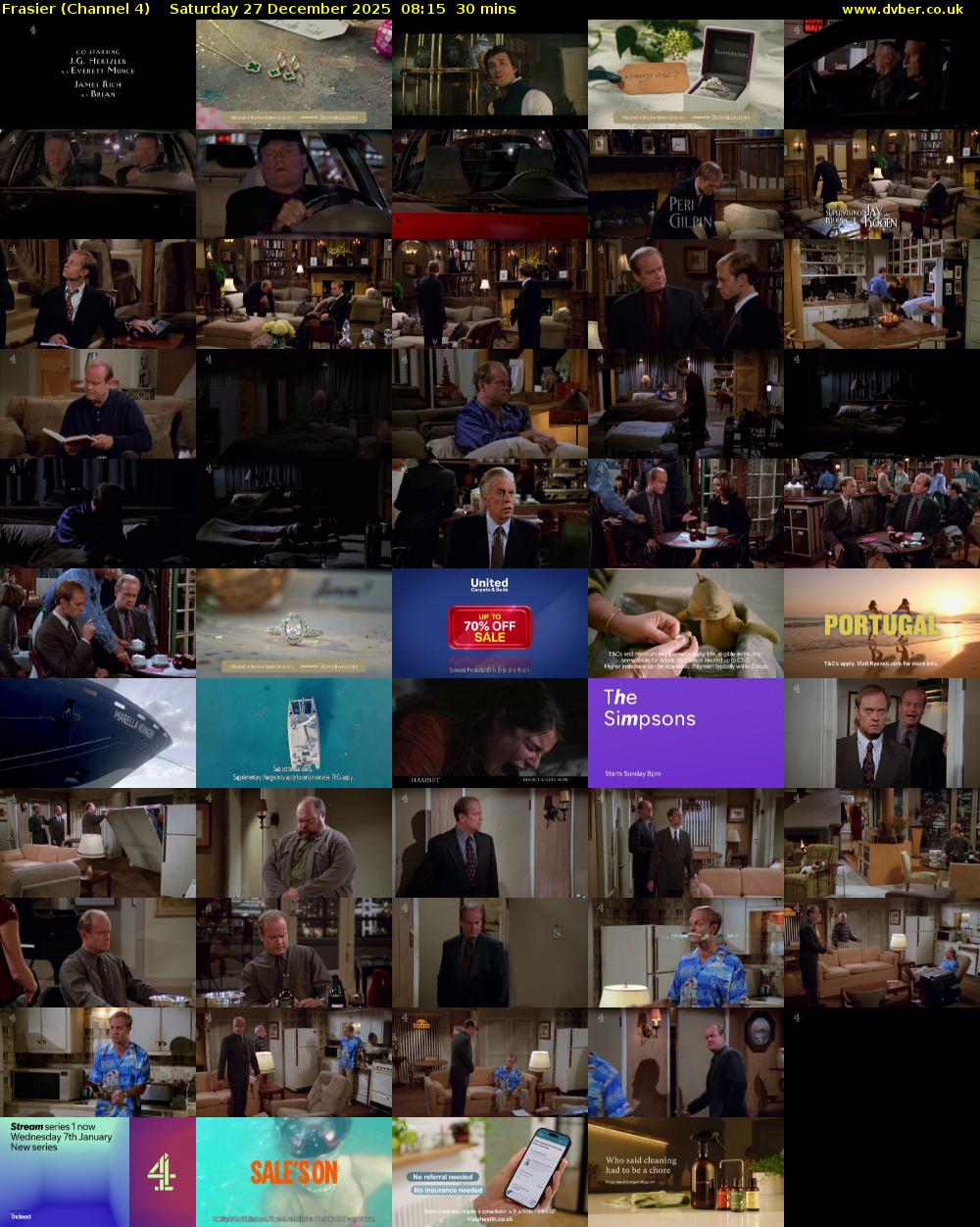Frasier (Channel 4) Saturday 27 December 2025 08:15 - 08:45