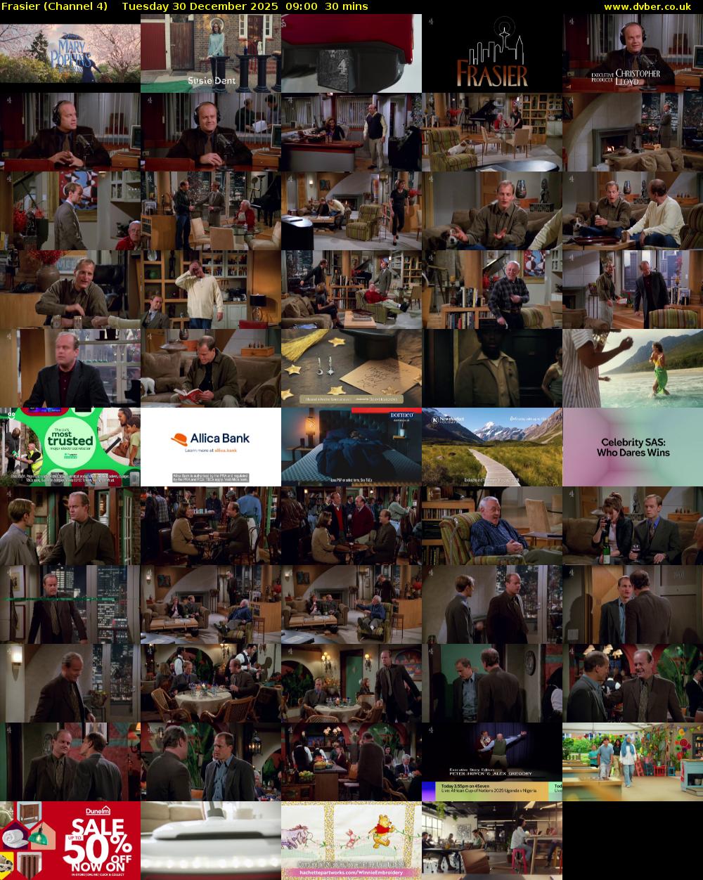 Frasier (Channel 4) Tuesday 30 December 2025 09:00 - 09:30