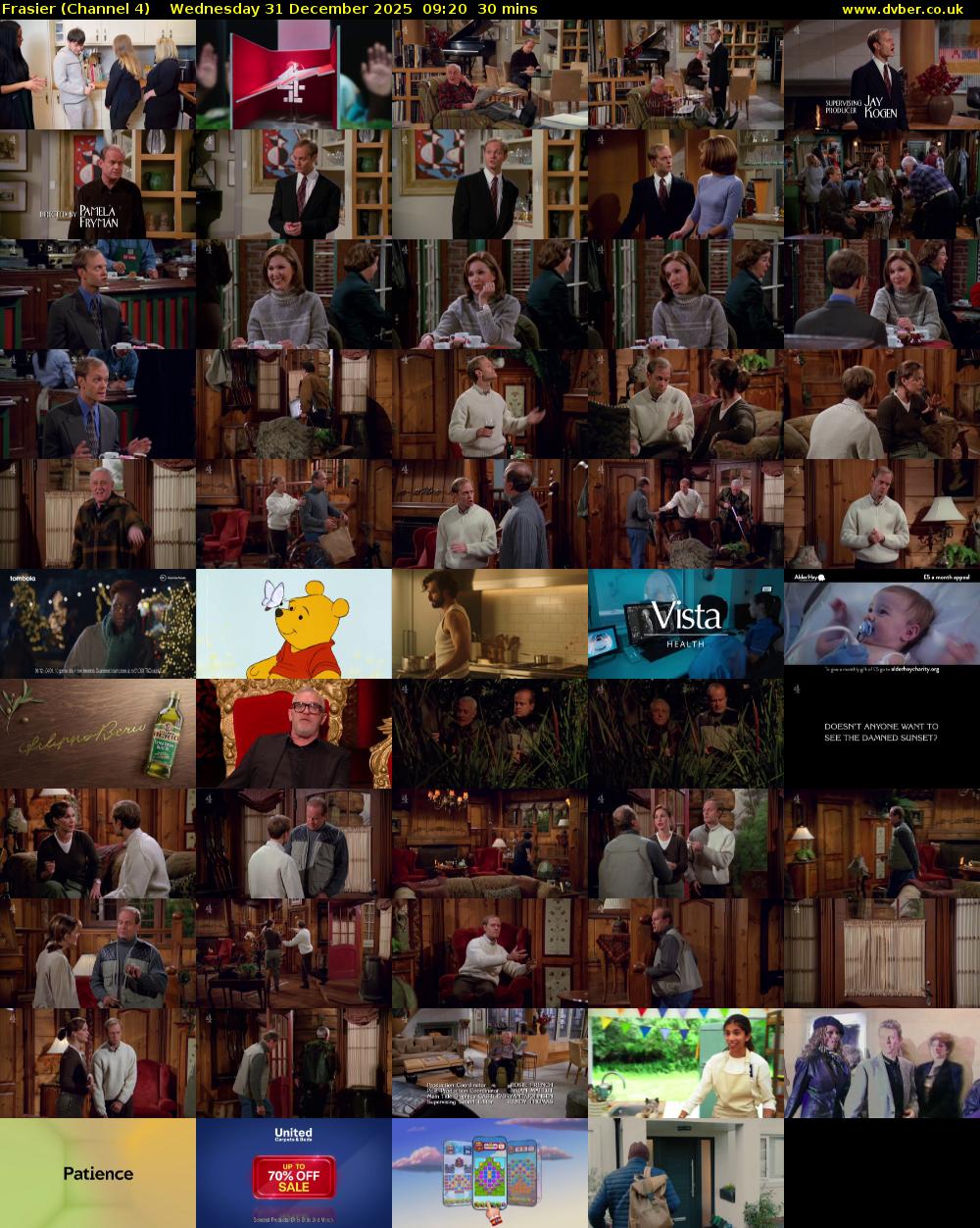 Frasier (Channel 4) Wednesday 31 December 2025 09:20 - 09:50