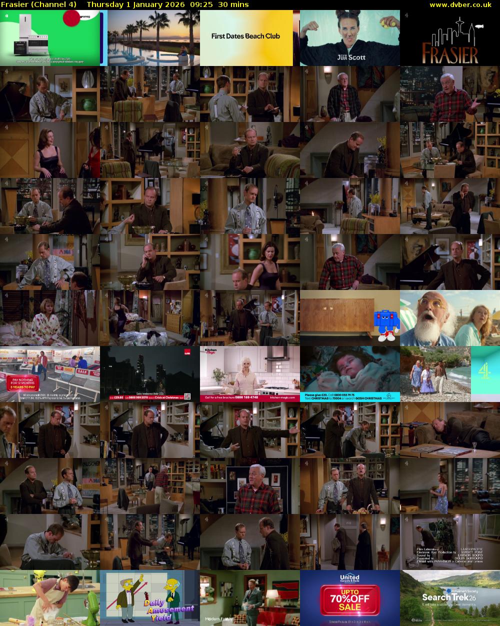Frasier (Channel 4) Thursday 1 January 2026 09:25 - 09:55