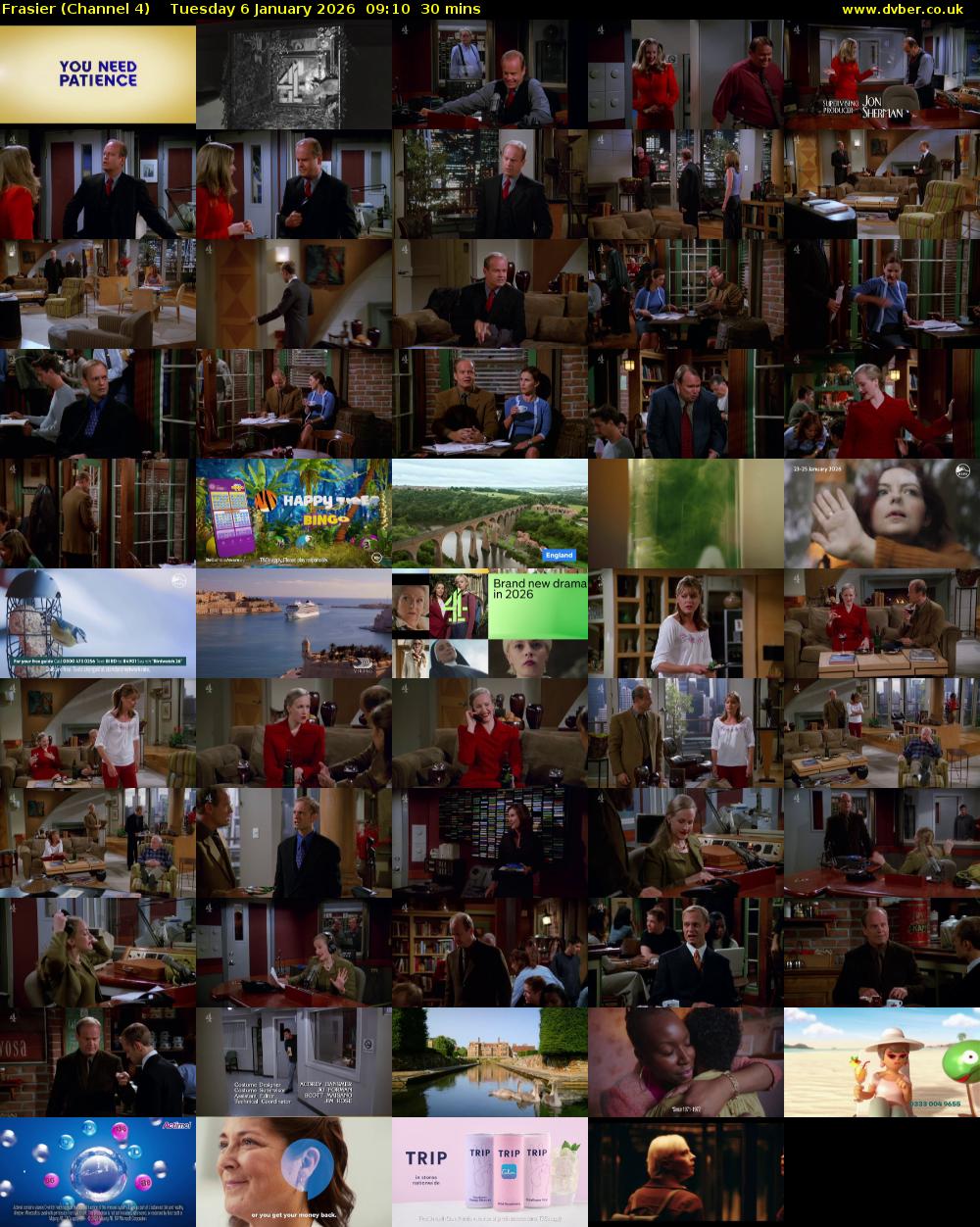 Frasier (Channel 4) Tuesday 6 January 2026 09:10 - 09:40