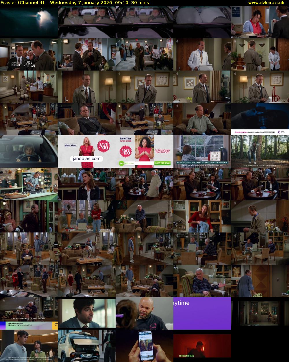 Frasier (Channel 4) Wednesday 7 January 2026 09:10 - 09:40