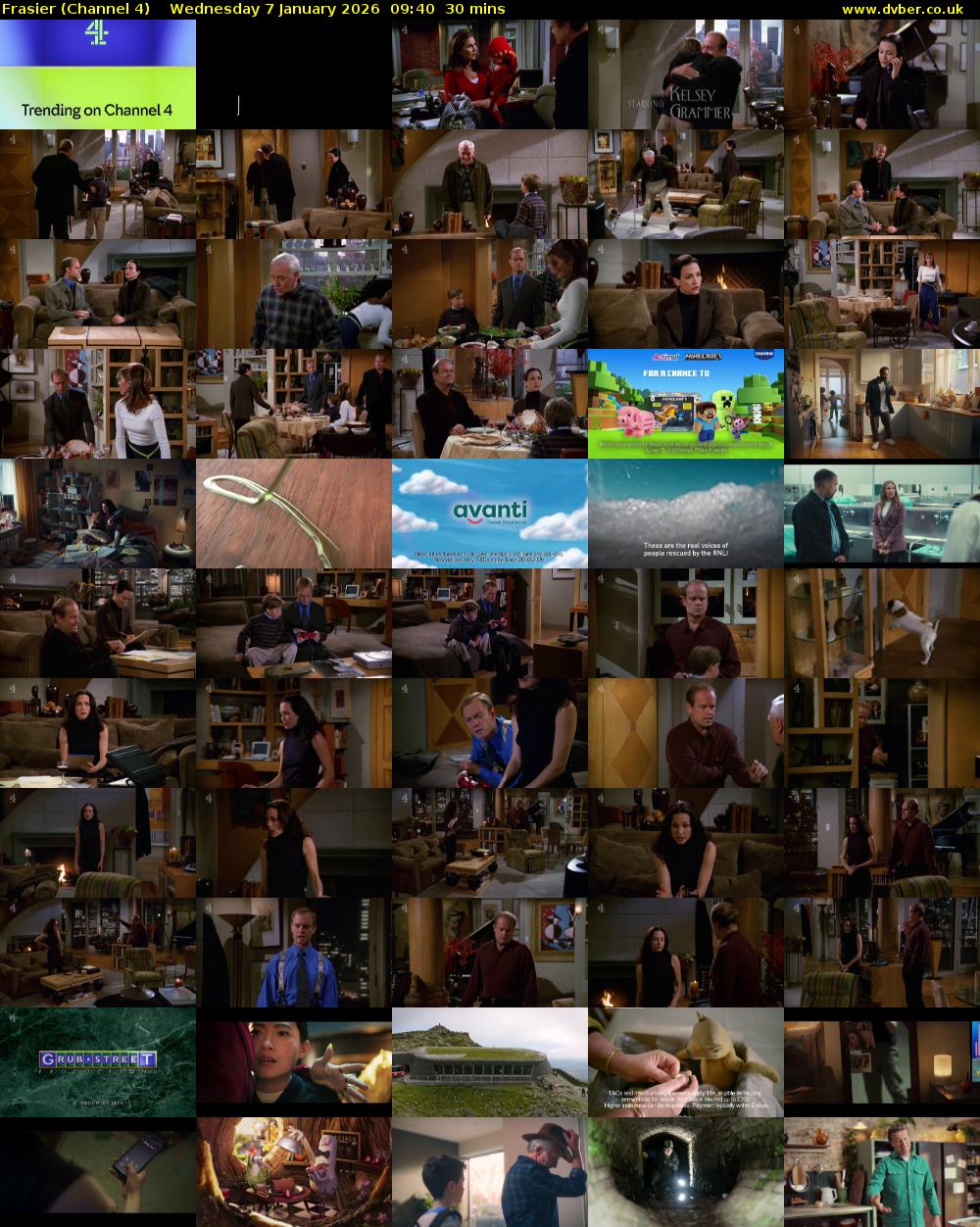Frasier (Channel 4) Wednesday 7 January 2026 09:40 - 10:10