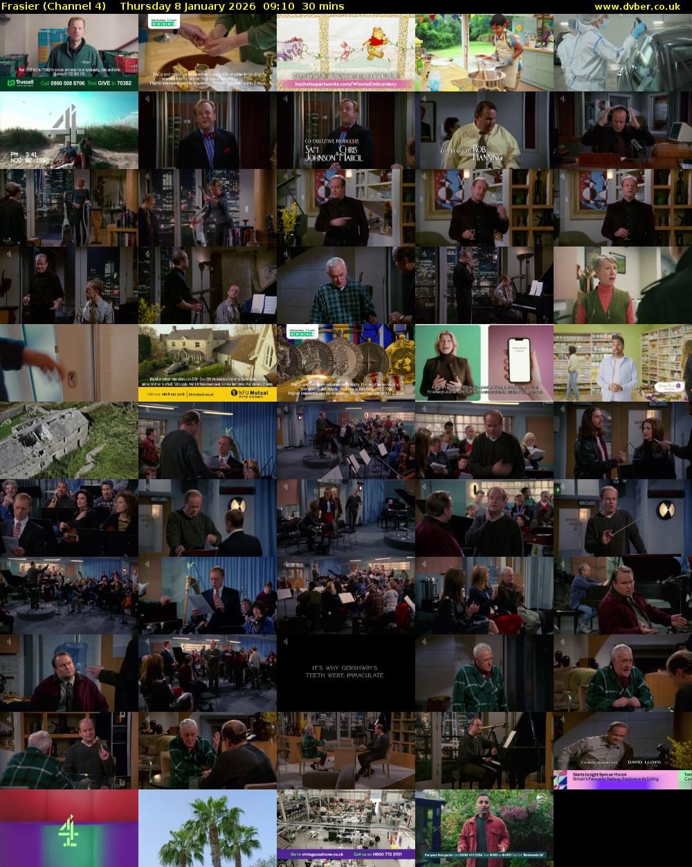 Frasier (Channel 4) Thursday 8 January 2026 09:10 - 09:40