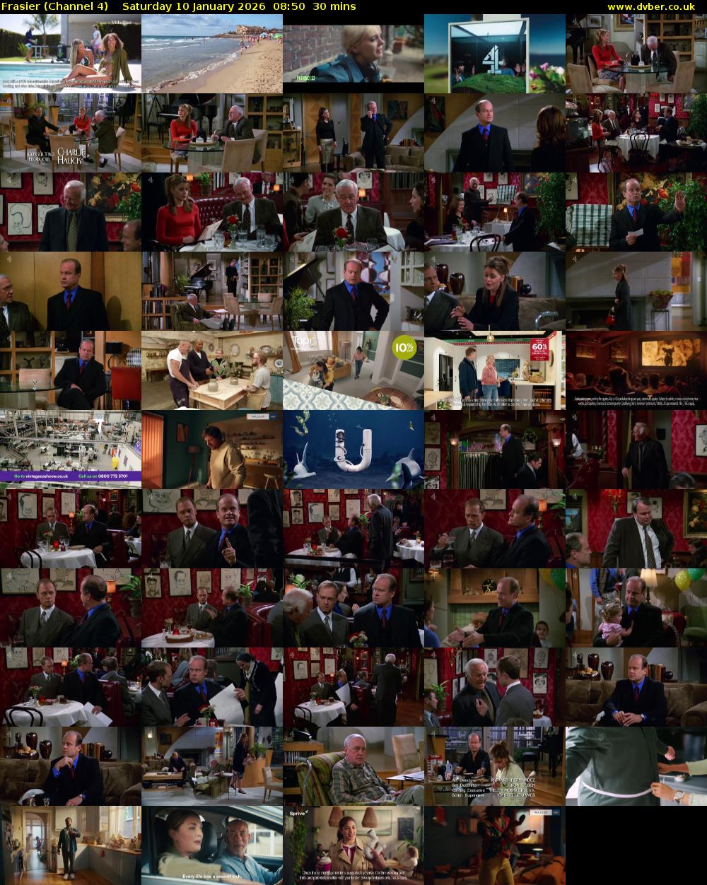 Frasier (Channel 4) Saturday 10 January 2026 08:50 - 09:20