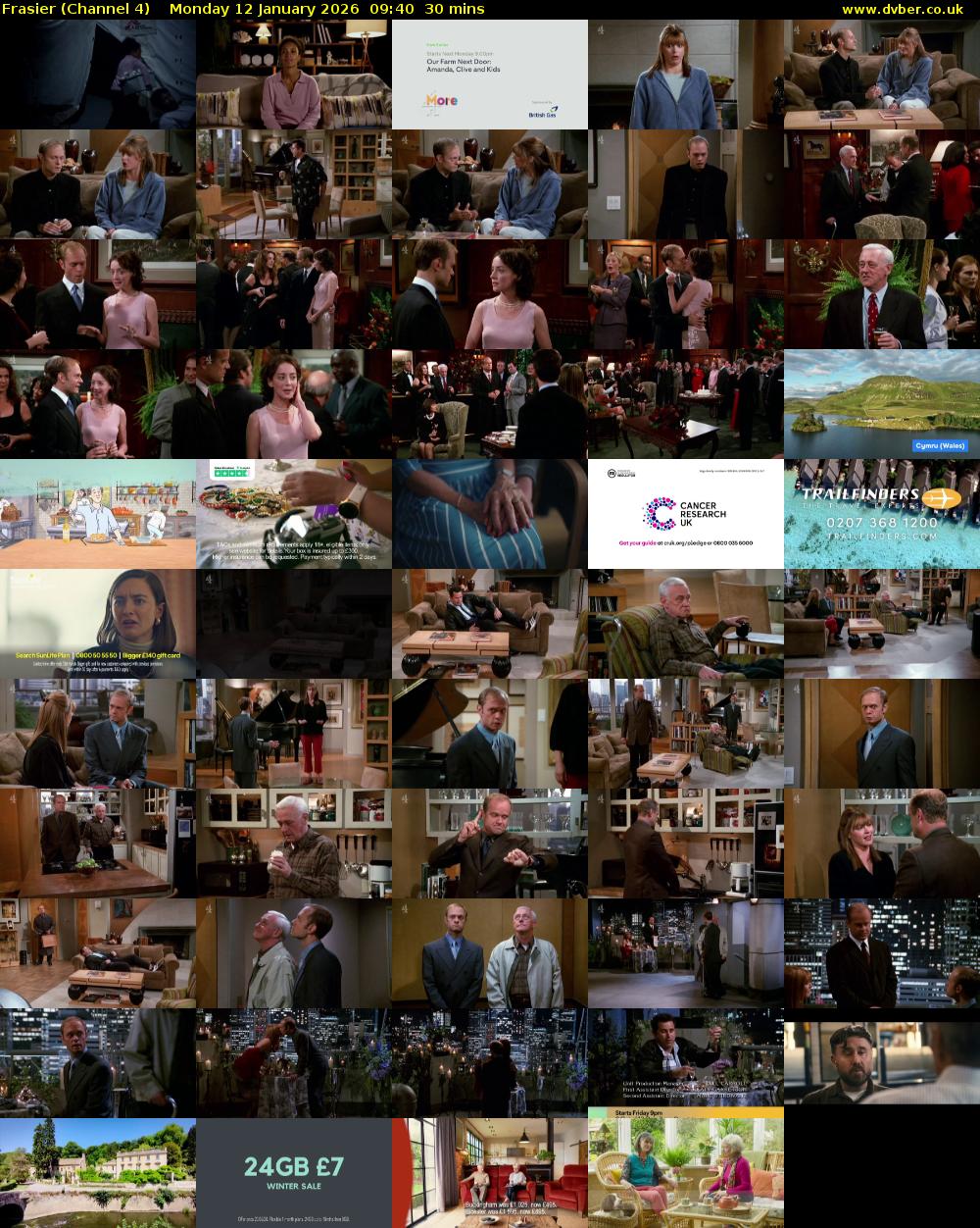 Frasier (Channel 4) Monday 12 January 2026 09:40 - 10:10