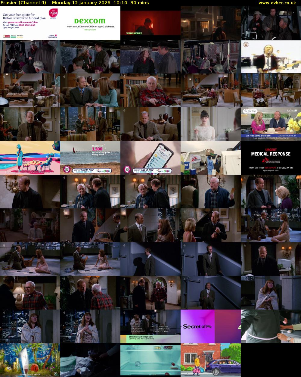 Frasier (Channel 4) Monday 12 January 2026 10:10 - 10:40
