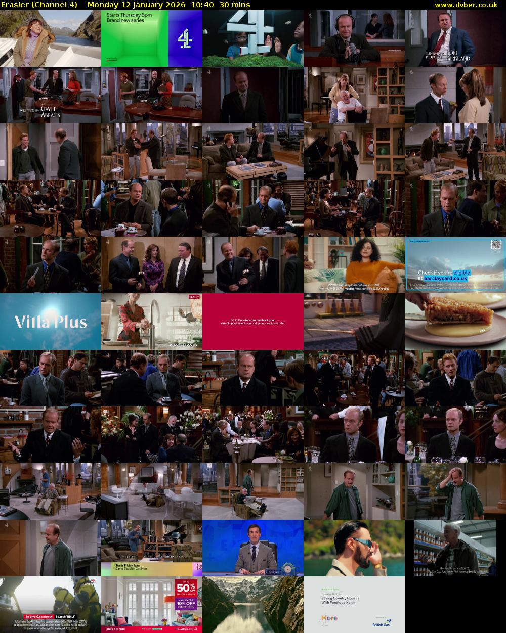 Frasier (Channel 4) Monday 12 January 2026 10:40 - 11:10