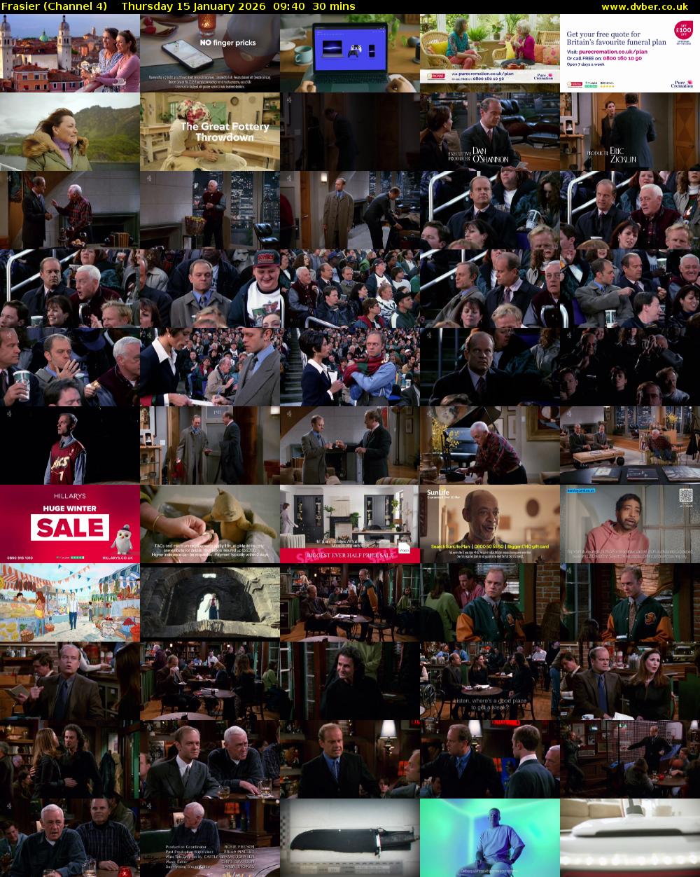Frasier (Channel 4) Thursday 15 January 2026 09:40 - 10:10