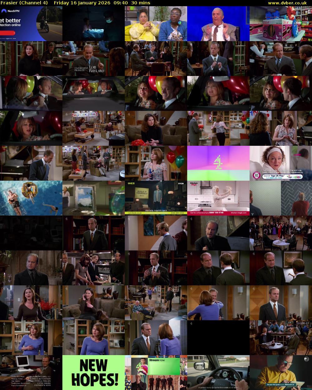 Frasier (Channel 4) Friday 16 January 2026 09:40 - 10:10