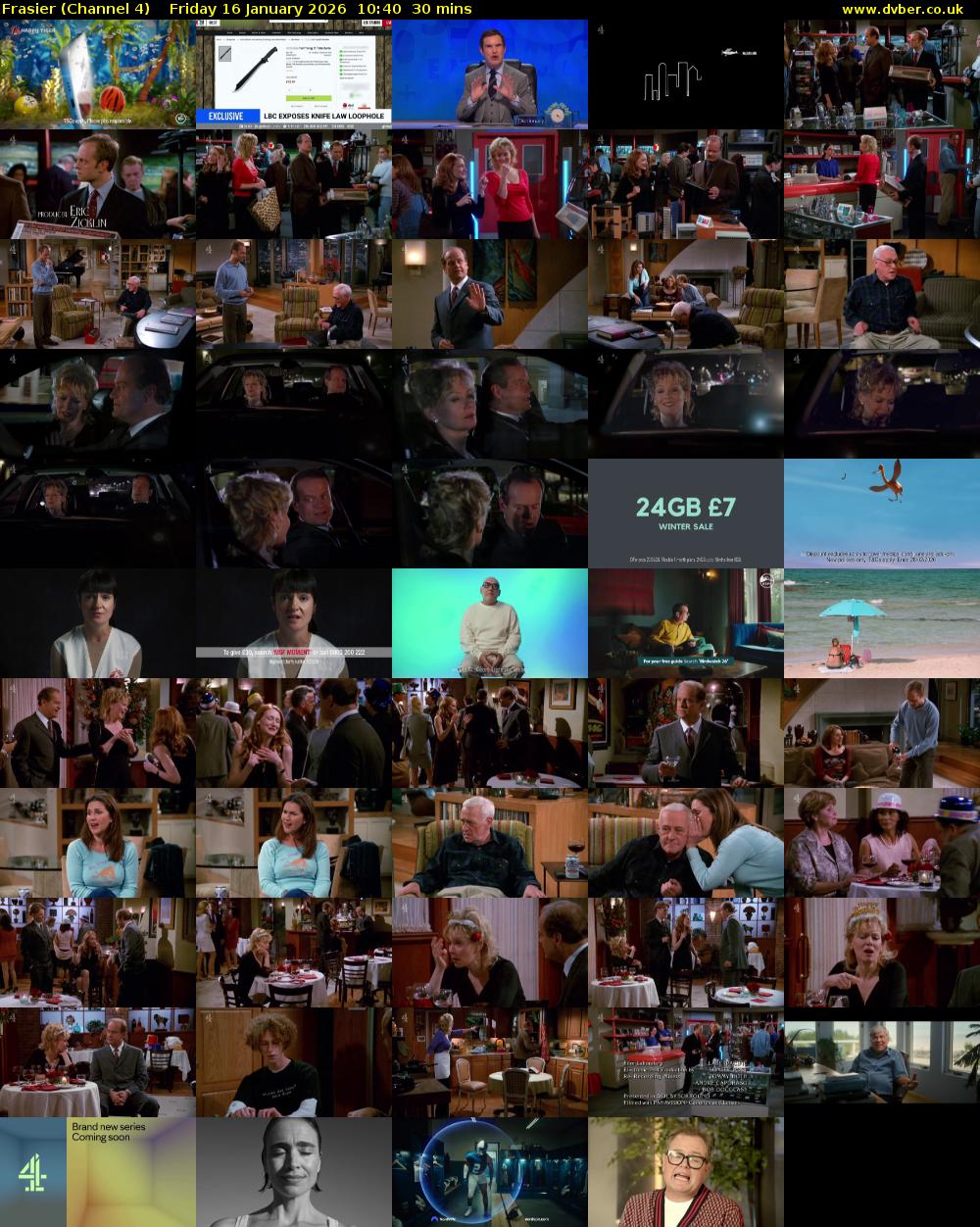Frasier (Channel 4) Friday 16 January 2026 10:40 - 11:10
