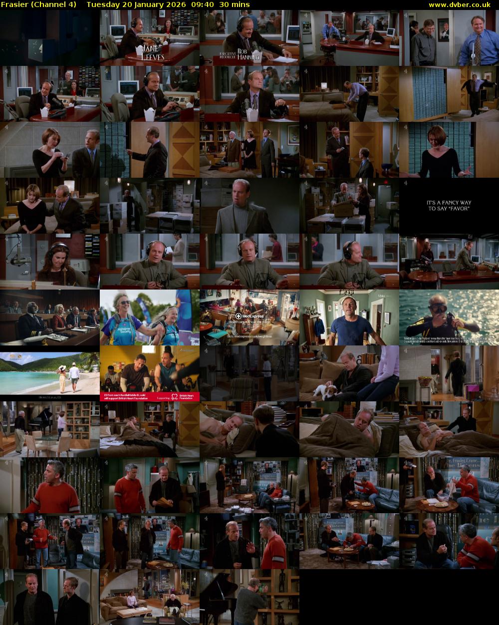 Frasier (Channel 4) Tuesday 20 January 2026 09:40 - 10:10