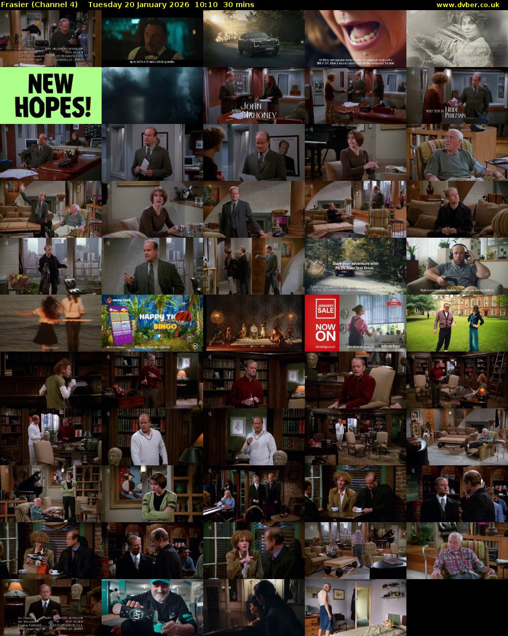 Frasier (Channel 4) Tuesday 20 January 2026 10:10 - 10:40