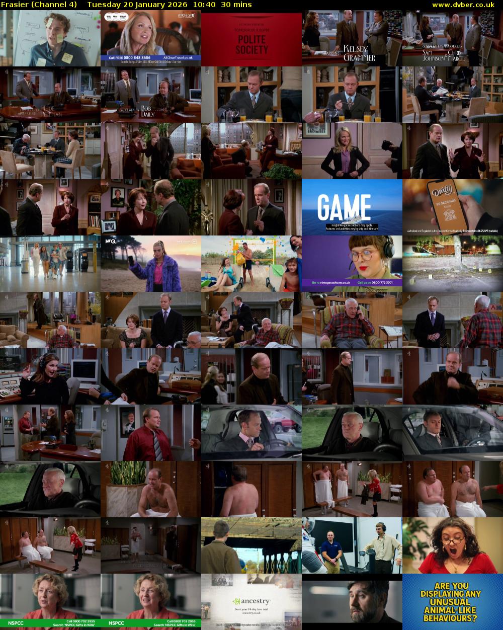 Frasier (Channel 4) Tuesday 20 January 2026 10:40 - 11:10