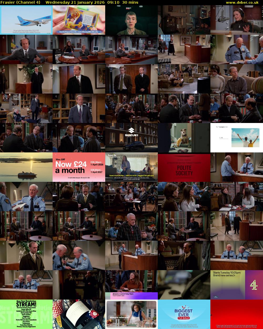 Frasier (Channel 4) Wednesday 21 January 2026 09:10 - 09:40