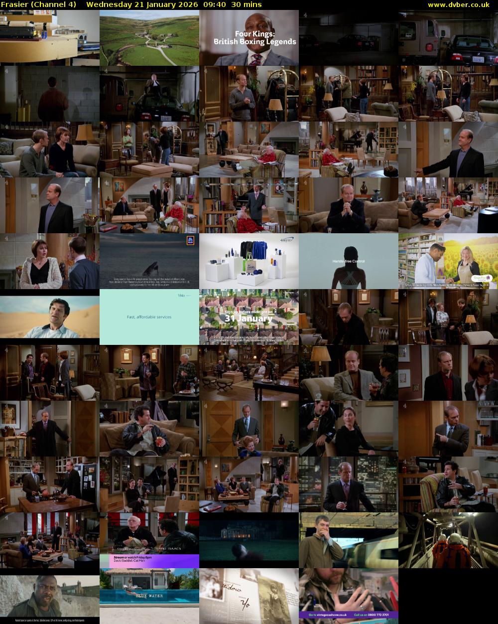 Frasier (Channel 4) Wednesday 21 January 2026 09:40 - 10:10