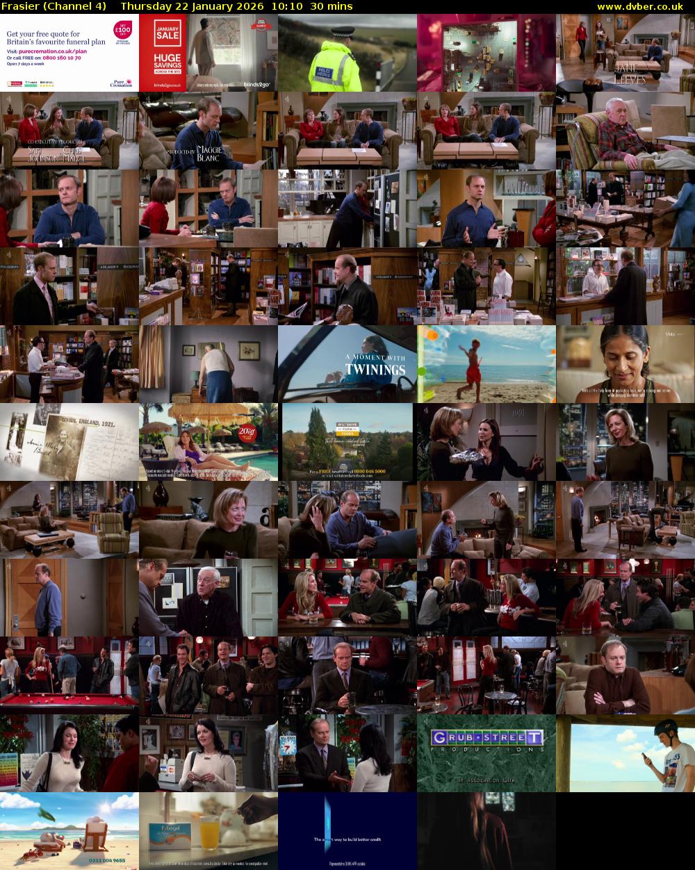 Frasier (Channel 4) Thursday 22 January 2026 10:10 - 10:40