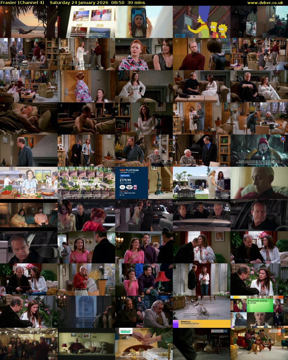 Frasier (Channel 4) Saturday 24 January 2026 08:50 - 09:20