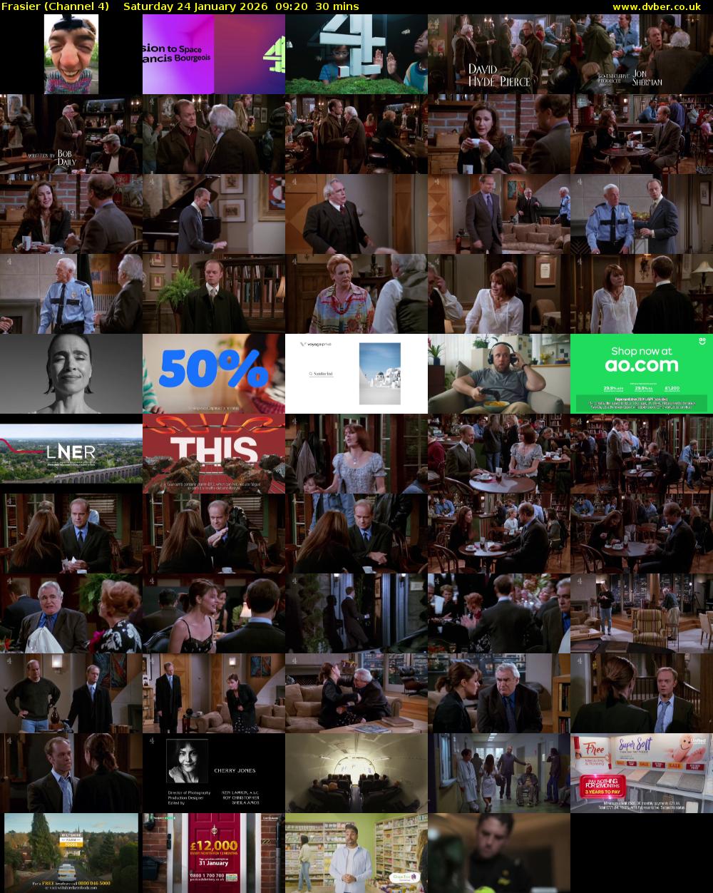 Frasier (Channel 4) Saturday 24 January 2026 09:20 - 09:50