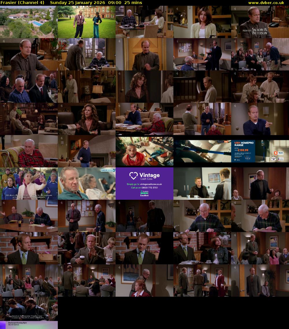 Frasier (Channel 4) Sunday 25 January 2026 09:00 - 09:25