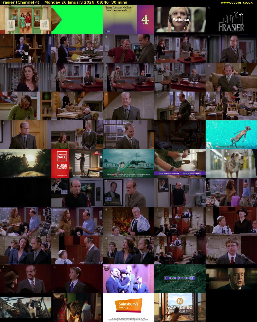 Frasier (Channel 4) Monday 26 January 2026 09:40 - 10:10