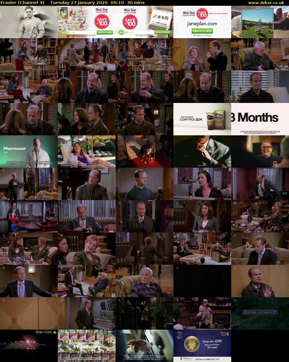 Frasier (Channel 4) Tuesday 27 January 2026 09:10 - 09:40