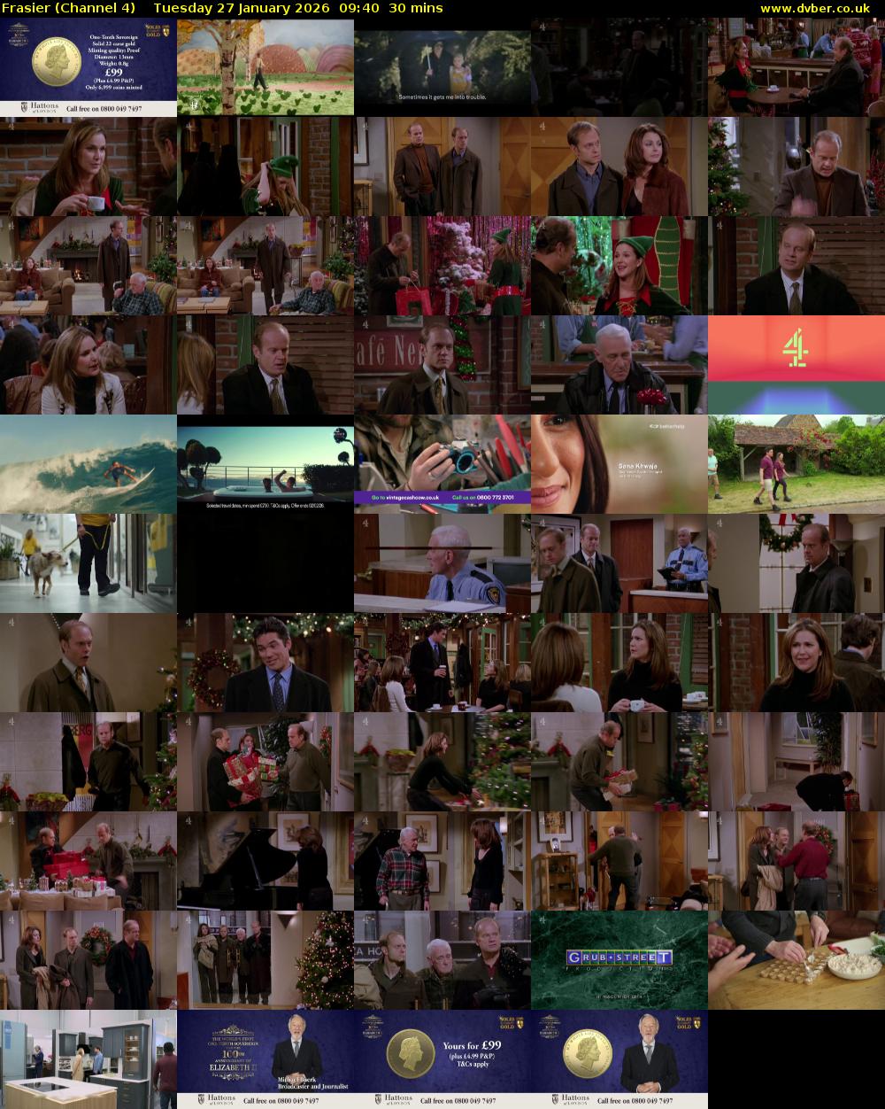 Frasier (Channel 4) Tuesday 27 January 2026 09:40 - 10:10