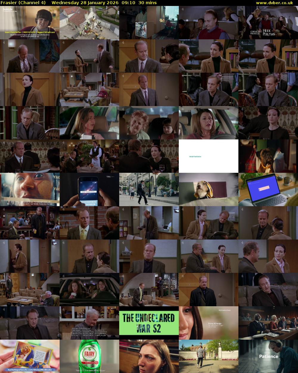 Frasier (Channel 4) Wednesday 28 January 2026 09:10 - 09:40