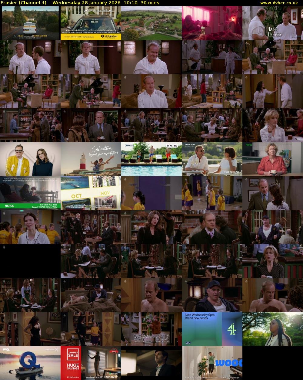 Frasier (Channel 4) Wednesday 28 January 2026 10:10 - 10:40