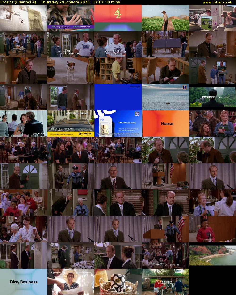Frasier (Channel 4) Thursday 29 January 2026 10:10 - 10:40