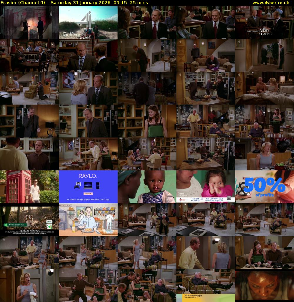 Frasier (Channel 4) Saturday 31 January 2026 09:15 - 09:40