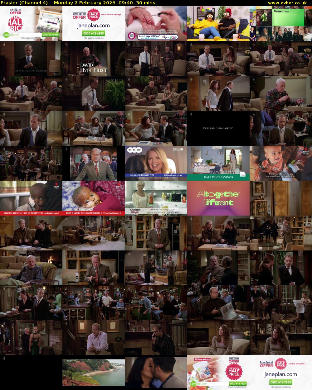 Frasier (Channel 4) Monday 2 February 2026 09:40 - 10:10