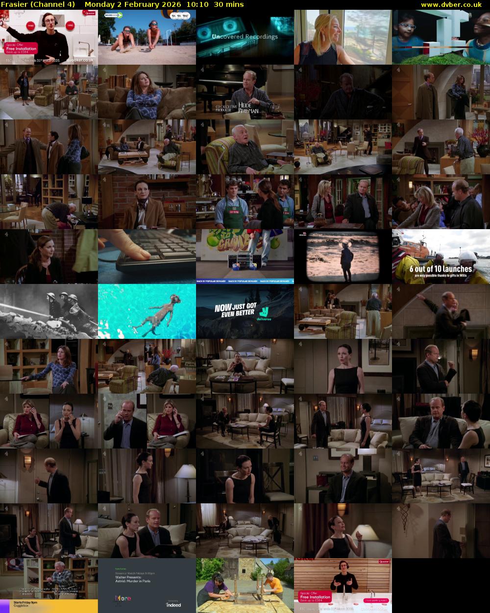 Frasier (Channel 4) Monday 2 February 2026 10:10 - 10:40