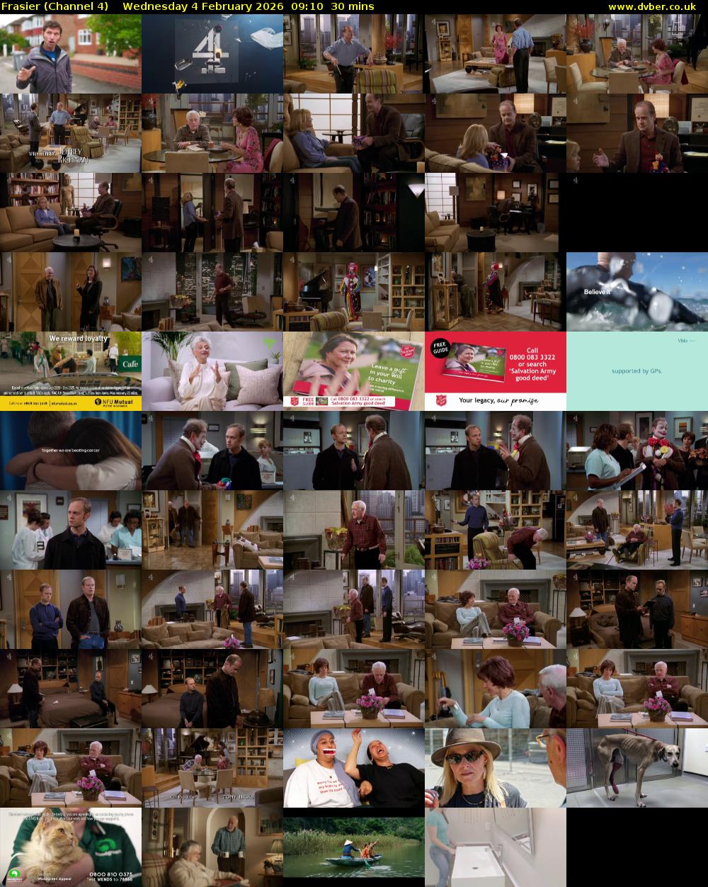 Frasier (Channel 4) Wednesday 4 February 2026 09:10 - 09:40