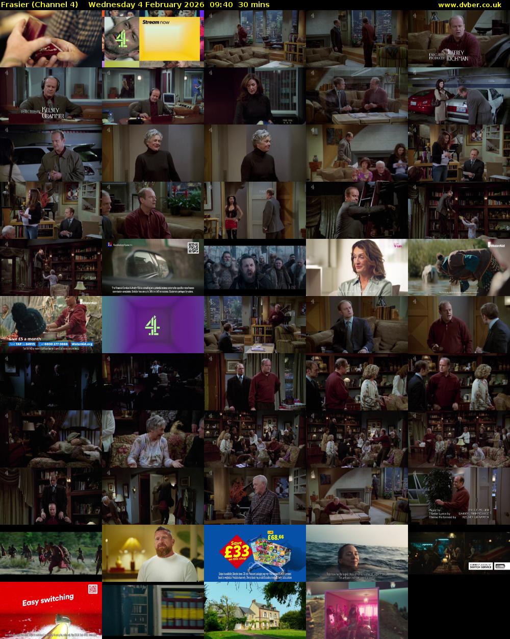 Frasier (Channel 4) Wednesday 4 February 2026 09:40 - 10:10