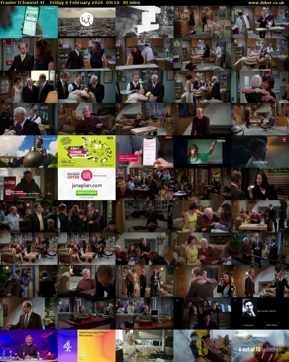 Frasier (Channel 4) Friday 6 February 2026 09:10 - 09:40