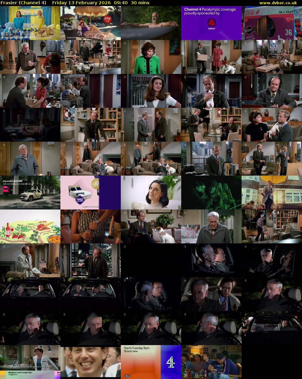 Frasier (Channel 4) Friday 13 February 2026 09:40 - 10:10