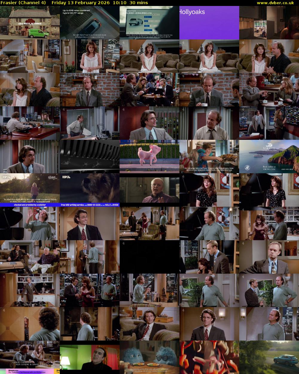 Frasier (Channel 4) Friday 13 February 2026 10:10 - 10:40