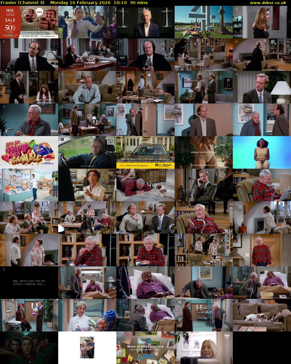 Frasier (Channel 4) Monday 16 February 2026 10:10 - 10:40