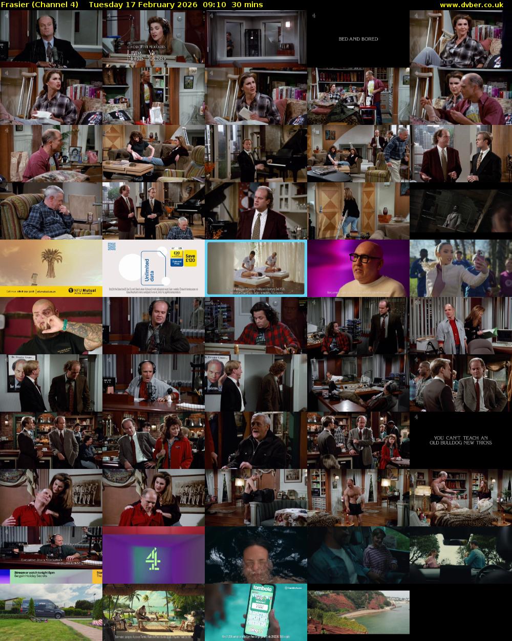 Frasier (Channel 4) Tuesday 17 February 2026 09:10 - 09:40