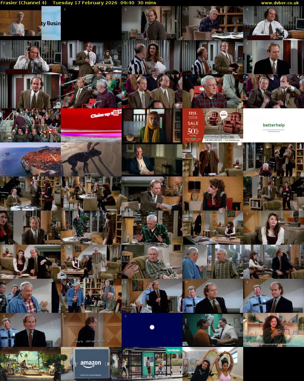 Frasier (Channel 4) Tuesday 17 February 2026 09:40 - 10:10