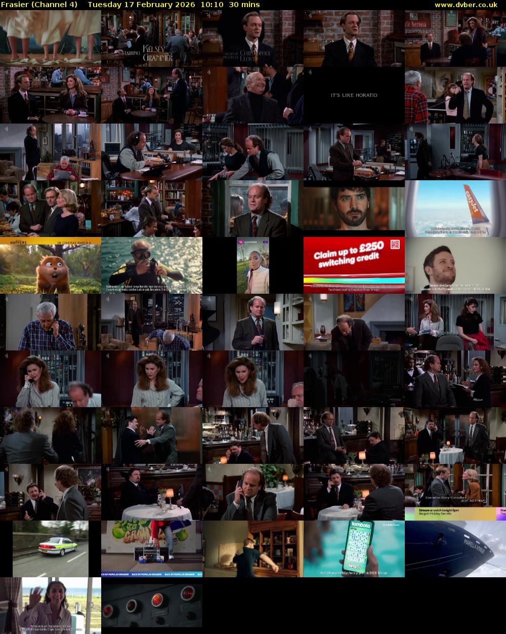 Frasier (Channel 4) Tuesday 17 February 2026 10:10 - 10:40