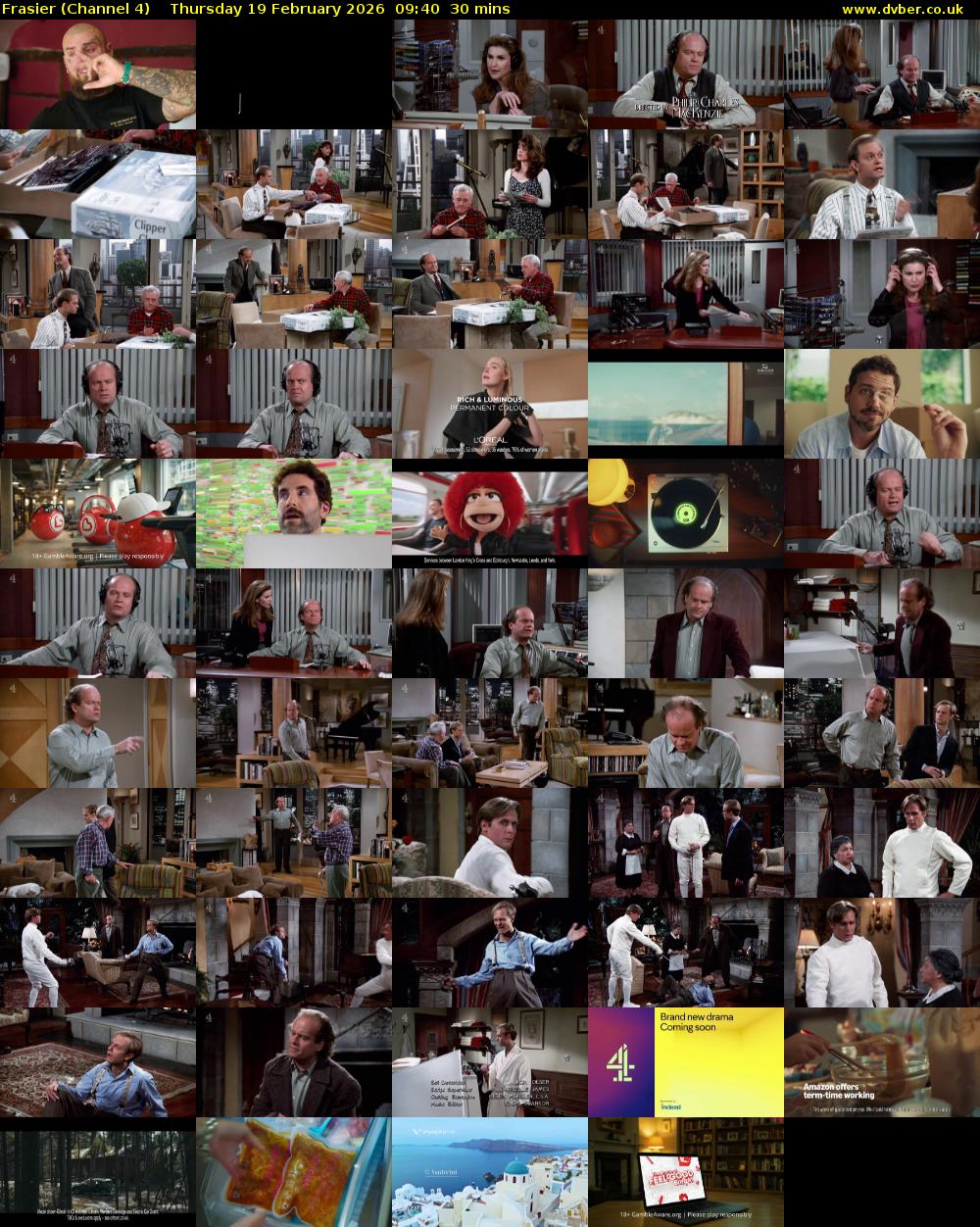 Frasier (Channel 4) Thursday 19 February 2026 09:40 - 10:10
