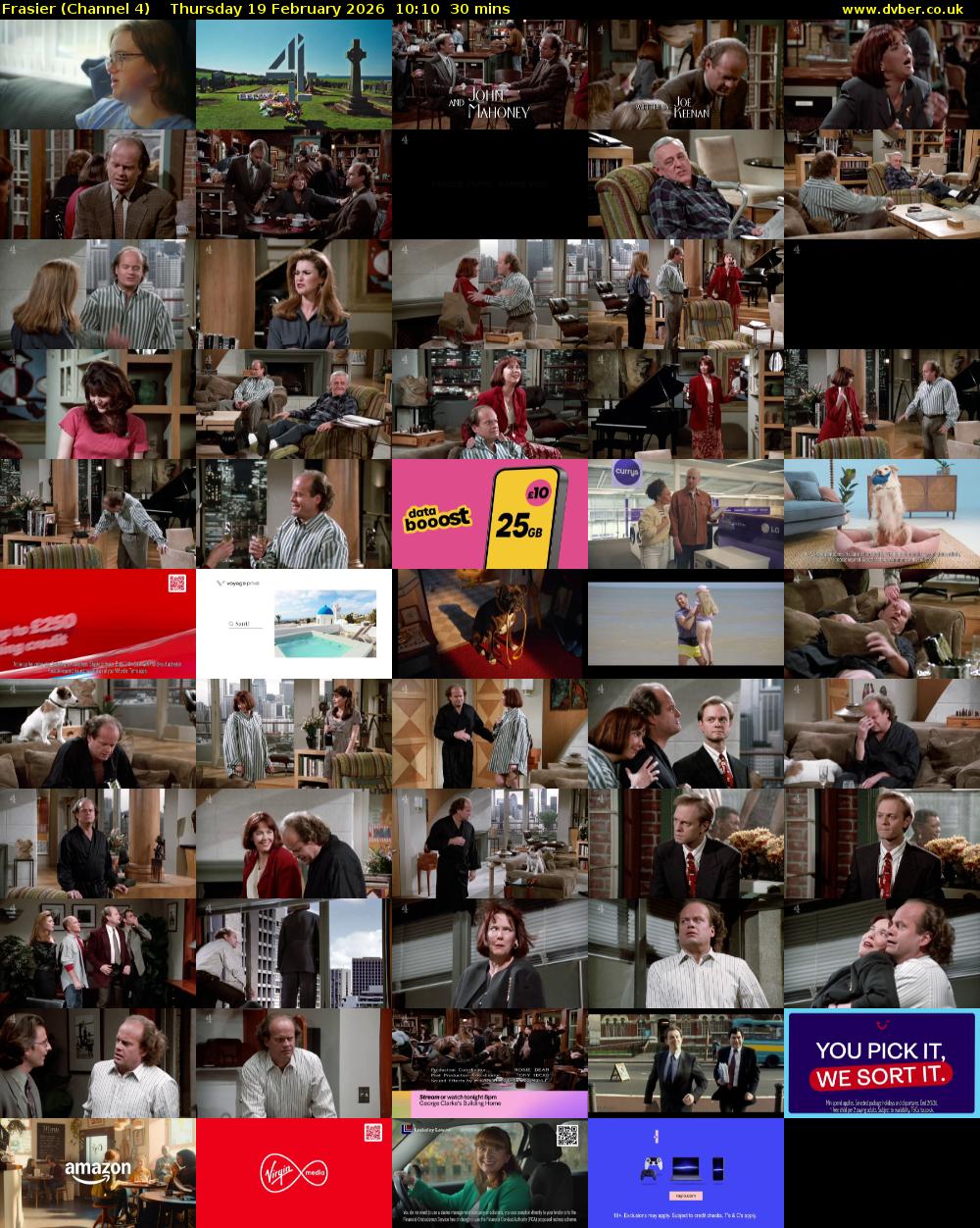Frasier (Channel 4) Thursday 19 February 2026 10:10 - 10:40